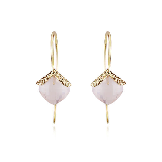 Faceted rose quartz hook earrings by Mounir