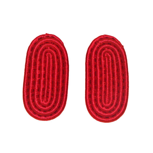 Red oval stud earrings by Inzuki