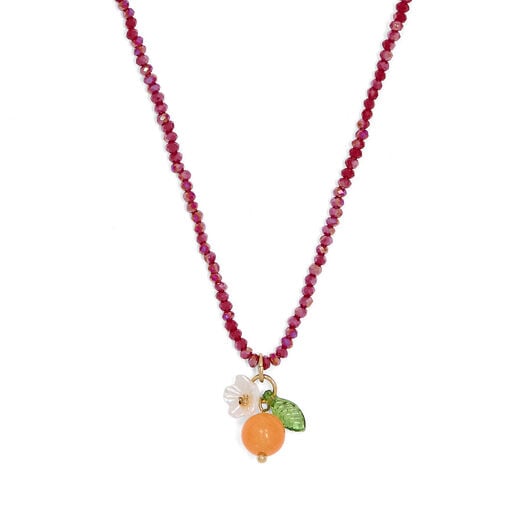 Tangerine glass beaded necklace