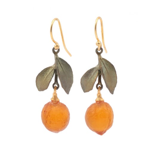 Orange drop hook earrings by Michael Michaud