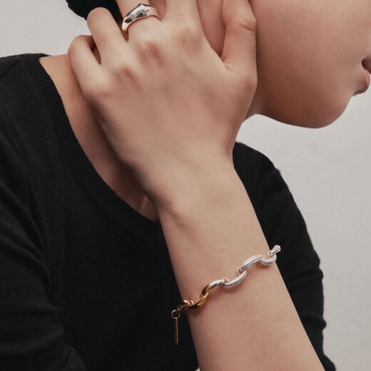 Gold and silver link bracelet by SWEETLIMEJUICE