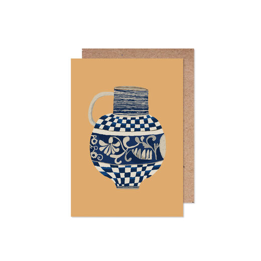 Chequered jug greeting card by Brie Harrison