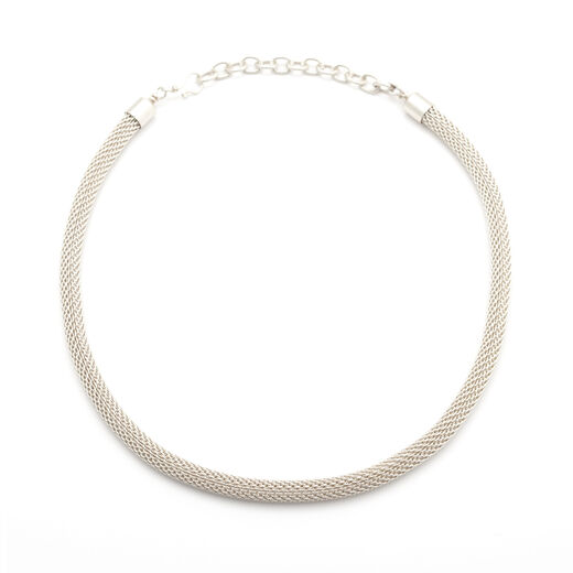 Simple rolled mesh necklace by Sarah Cavender