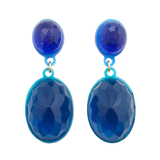 Blue resin jewel drop earrings by Corsi Design Factory