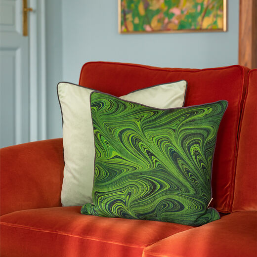 Malachite marbled cushion