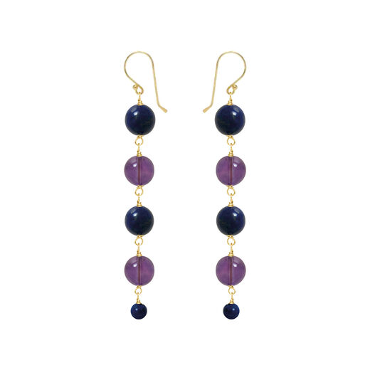 Amethyst and lapis lazuli hook earrings by Mirabelle