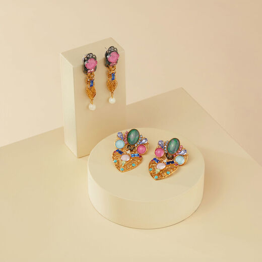 Neo Victoriana pink drop earrings by VICKISARGE