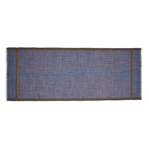 A blue and orange scarf with a check pattern.