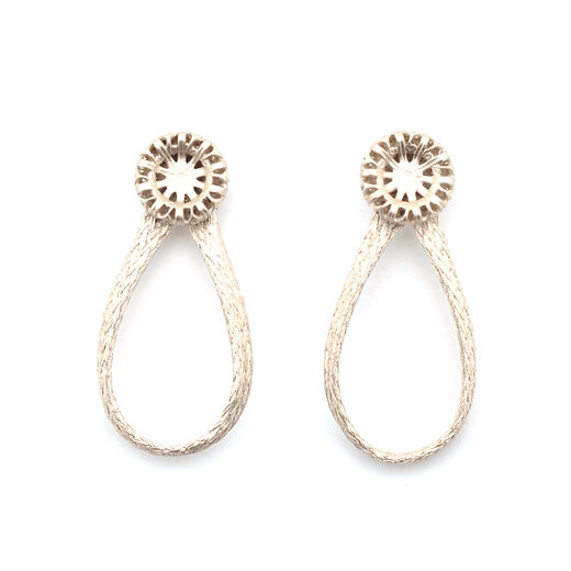 Filigree button mesh loop earrings by Sarah Cavender
