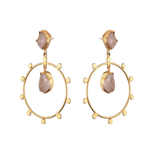 Rose quartz hoop stud earrings by Mine of Design
