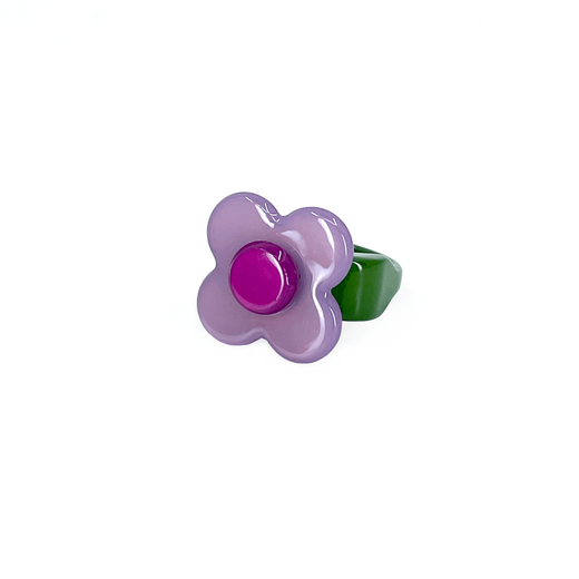A purple and lilac flower shaped ring.