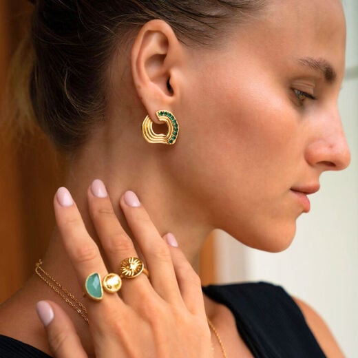 Green onyx wave stud earrings by Ottoman Hands