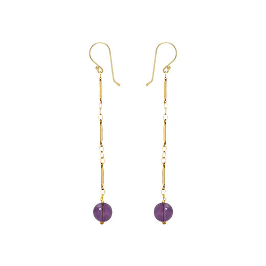 Amethyst drop chain hook earrings by Mirabelle