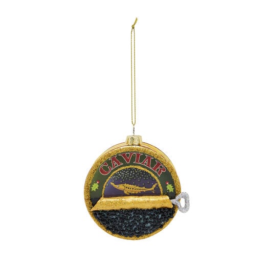 Fun christmas decoration of a glass caviar tin