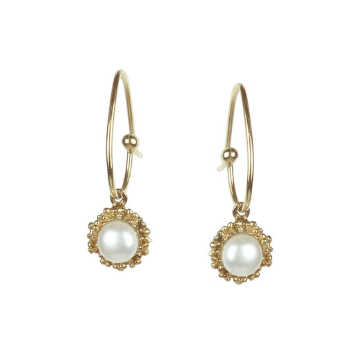 Pearl drop stud earrings by Mounir