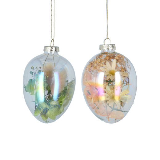 Meadow flower glass egg decorations - assorted