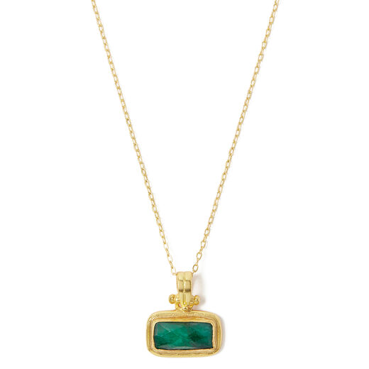 Emerald rectangle pendant necklace by Ottoman Hands