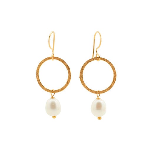 Pearl hoop Fair Trade hook earrings by Mirabelle
