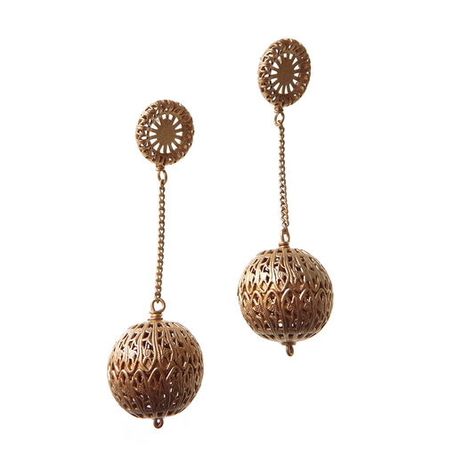 Long sphere clip on earrings by Sarah Cavender