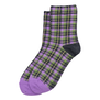 Purple check tartan socks.