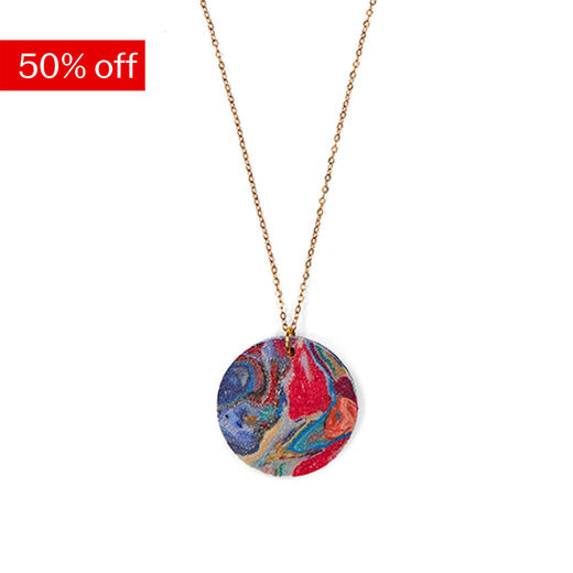 Marbled Textile Conservation necklace by Re_considered