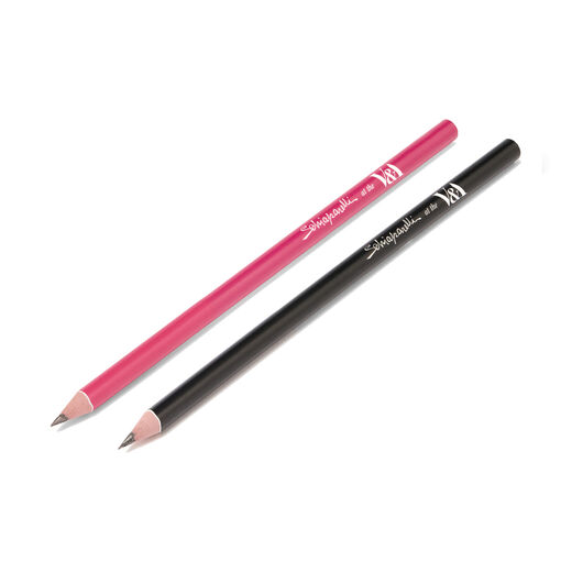 Black and pink pencil set featuring Schiaparelli and V&A logos