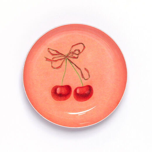 Enamel tricket tray with cherry illustration 