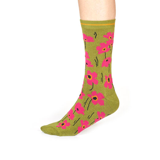 Olive floral socks by Thought Socks