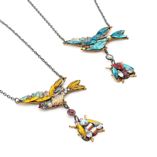 Bird and bee necklace by Annie Sherburne - assorted