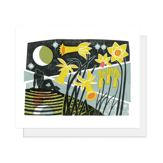 Narcissus greeting card by Clare Curtis