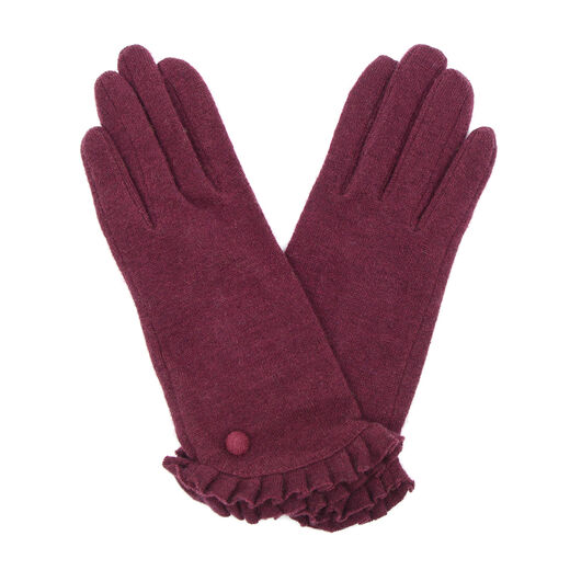 Burgundy frill gloves by Santacana