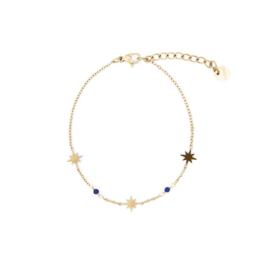 Mini stars and blue lapis chain bracelet