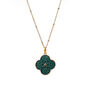 Green enamel petal pendant necklace by Mirabelle