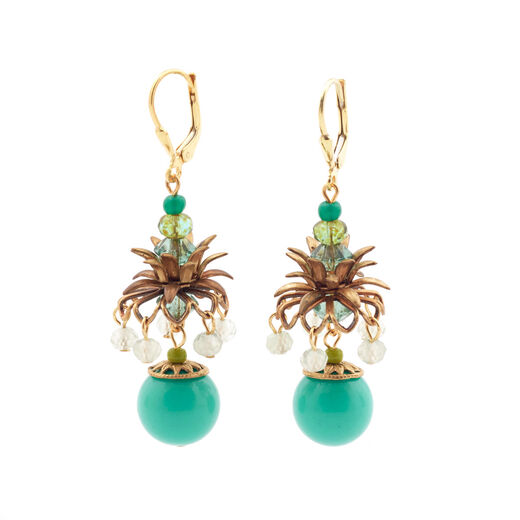 Green chandelier earrings by Joli