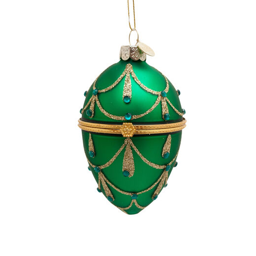 Green glass egg ornament