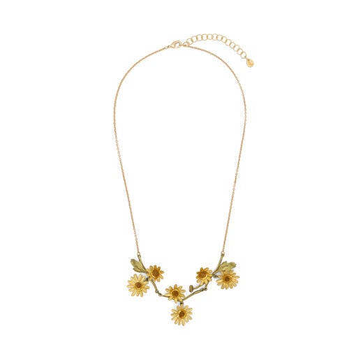 Yellow daisy statement necklace by Michael Michaud