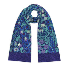 Columbines, Periwinkles and Sweet peas silk scarf