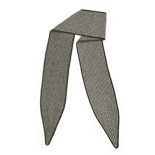 A white and dark green wool neckerchief, photographed flat on a white background.