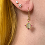 Prehnite and pink zircon earrings by Mirabelle