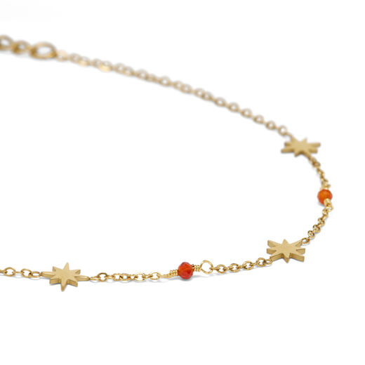 Mini stars and red carnelian chain bracelet