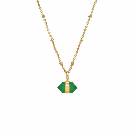 Green onyx double point pendant necklace by Mirabelle