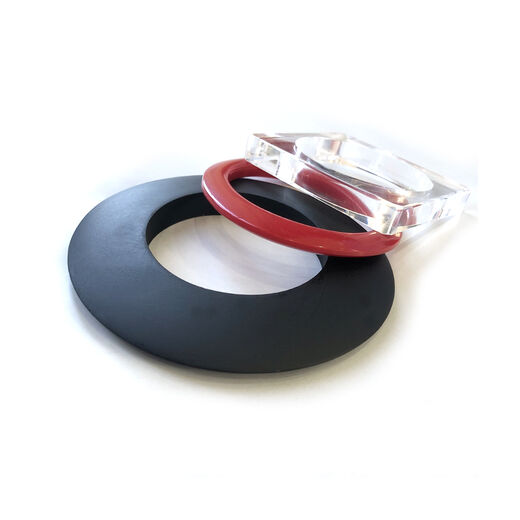 Red black and clear bangle set