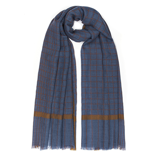 Blue and red check wool scarf