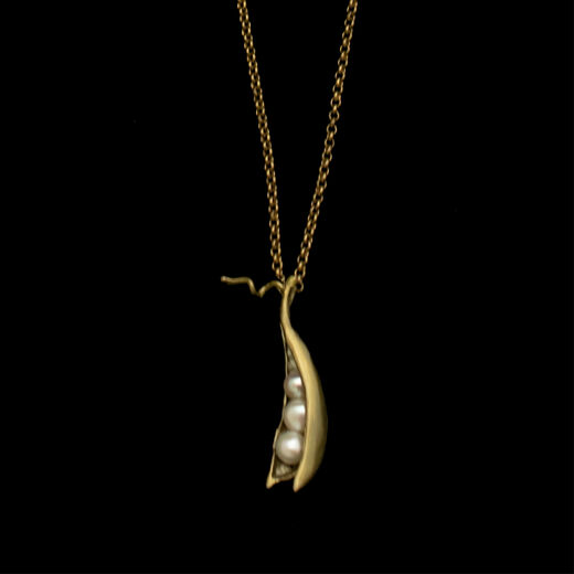Three pearl pea pod pendant necklace by Michael Michaud