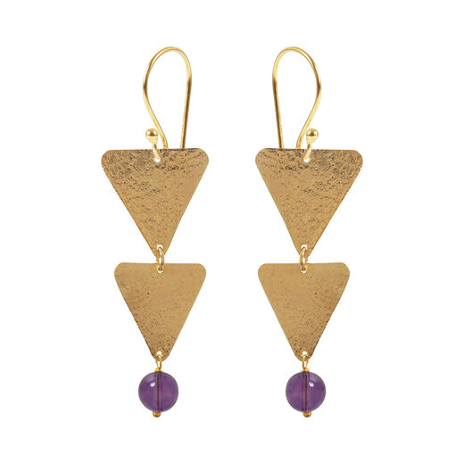Amethyst double triangle hook earrings by Mirabelle