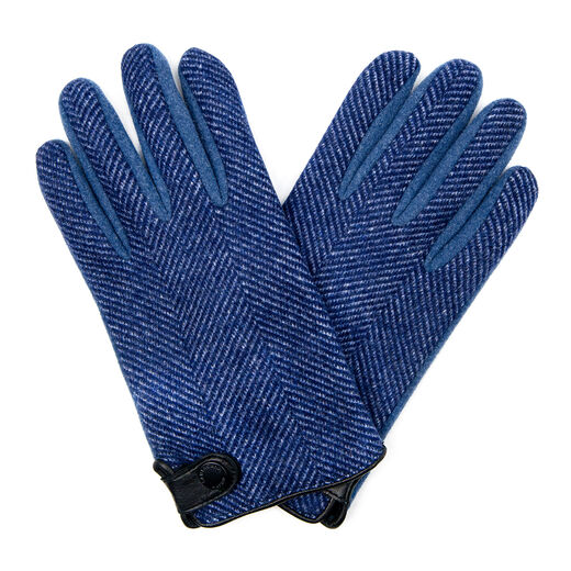 Men's blue herringbone gloves by Santacana V&A Shop