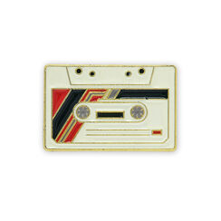 Music cassette enamel pin