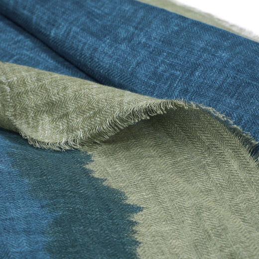 Blue and green linen scarf