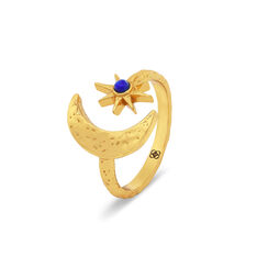 Crescent moon and star fingertip ring by Ottoman Hands