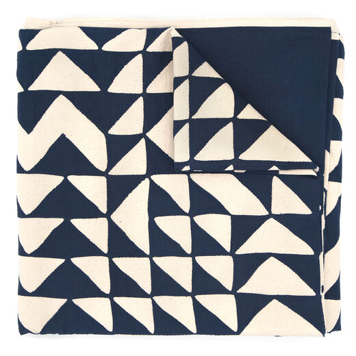 Large geometric cutwork blue quilt